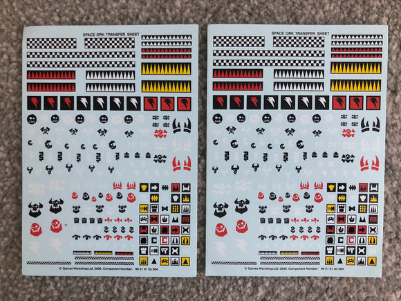 Warhammer 40K  - Space Ork Transfer / Decal Sheets x 2